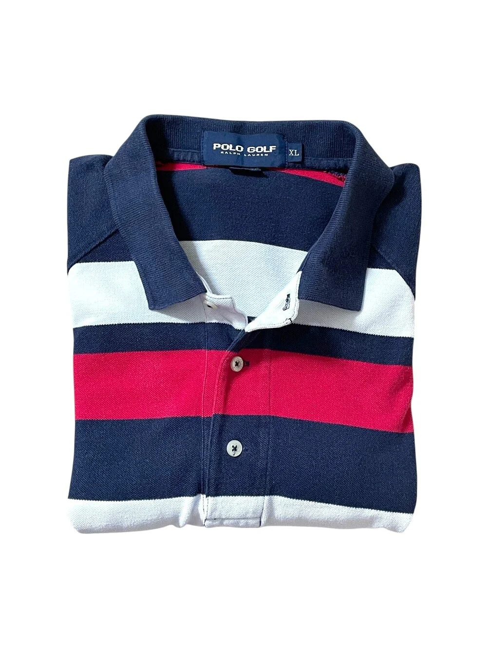 Ralph Lauren Polo Golf Shirt Men's XL Red White Blue READ!